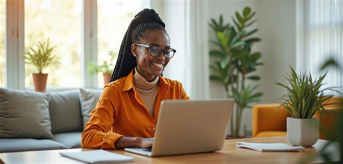 Mulher a trabalhar no computador