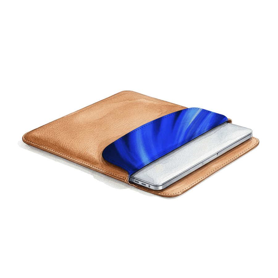 Illustration d'une housse d’ordinateur portable représentant la mobilité professionnelle