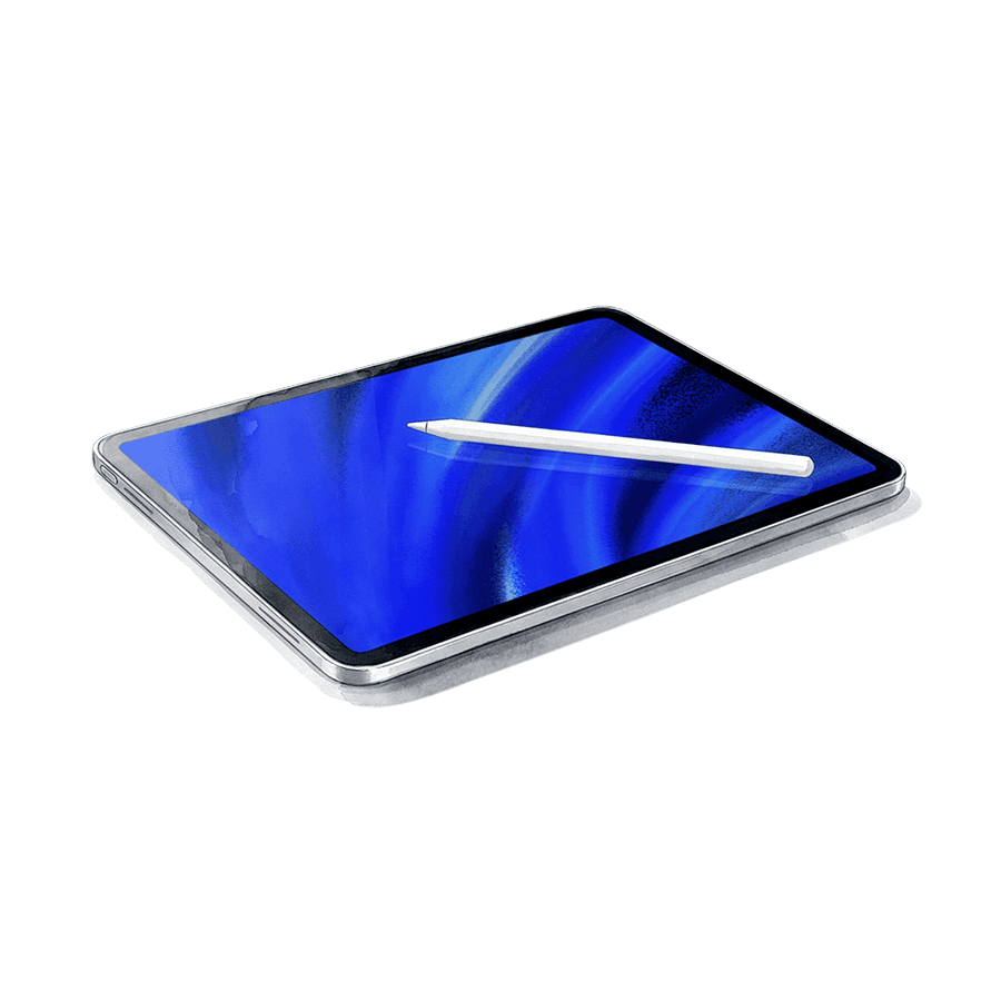 Illustration d'une tablette numérique avec stylet symbolisant la collaboration digitale
