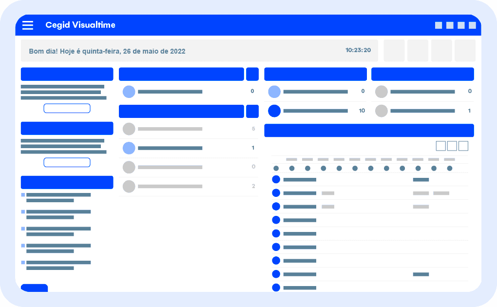 Ecrã representativo do Software de Gestão de Tempo Cegid Visualtime