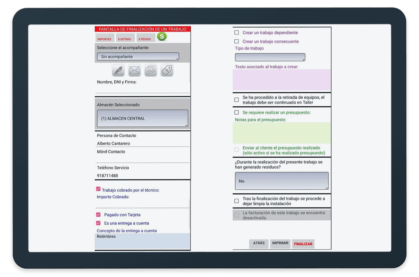 Software de movilidad para mantenimiento