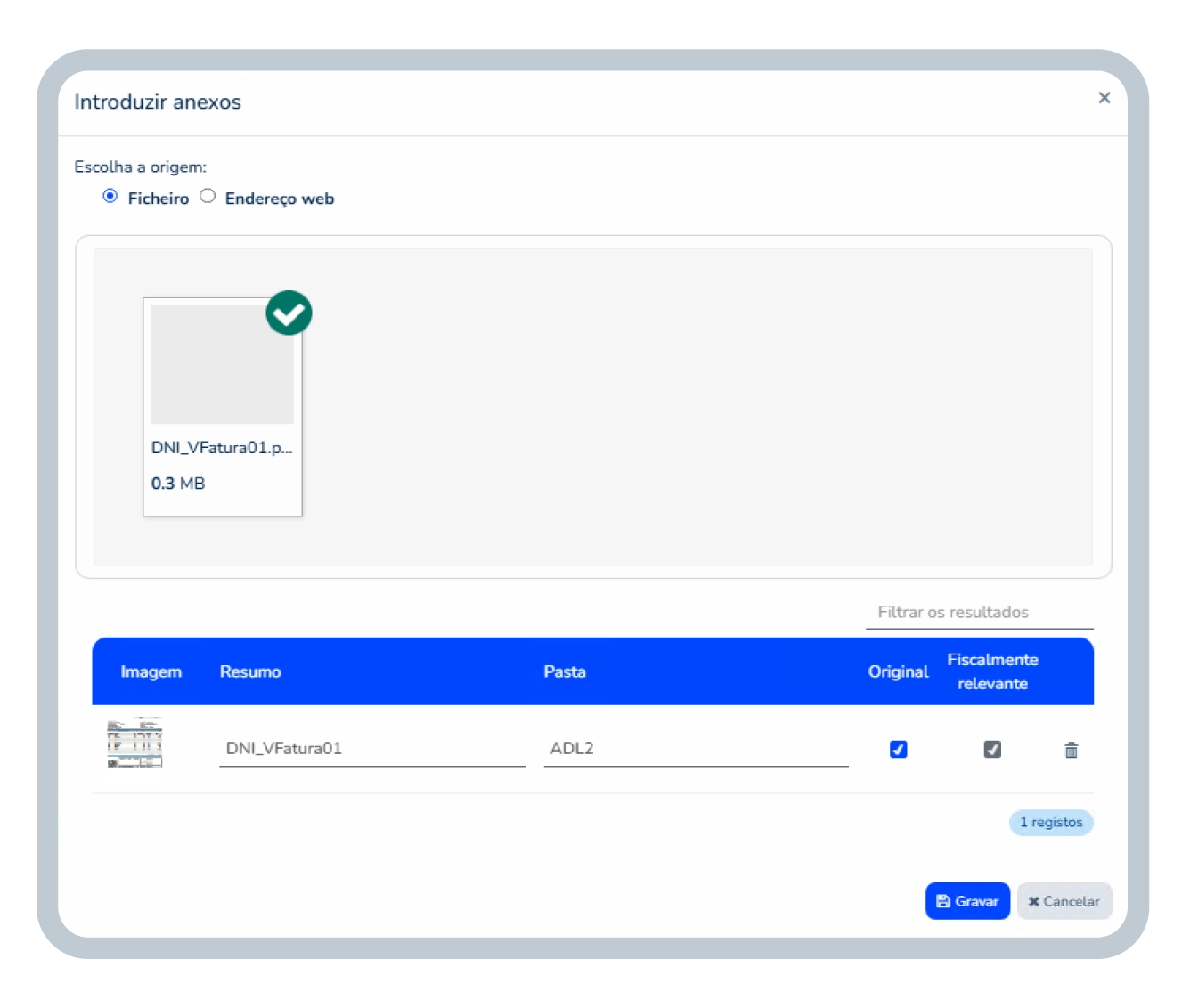Upload de documentos no arquivo digital do Cegid PHC