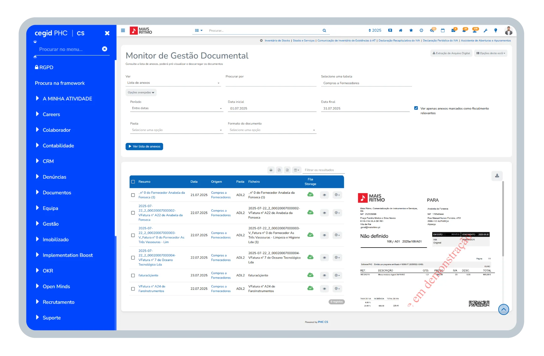 Gestão de processos no Cegid PHC CS